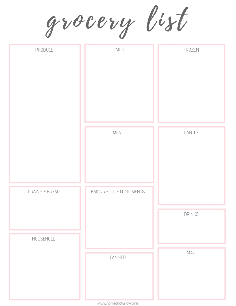 Printable Meal Planner Grocery List Home And Hallow