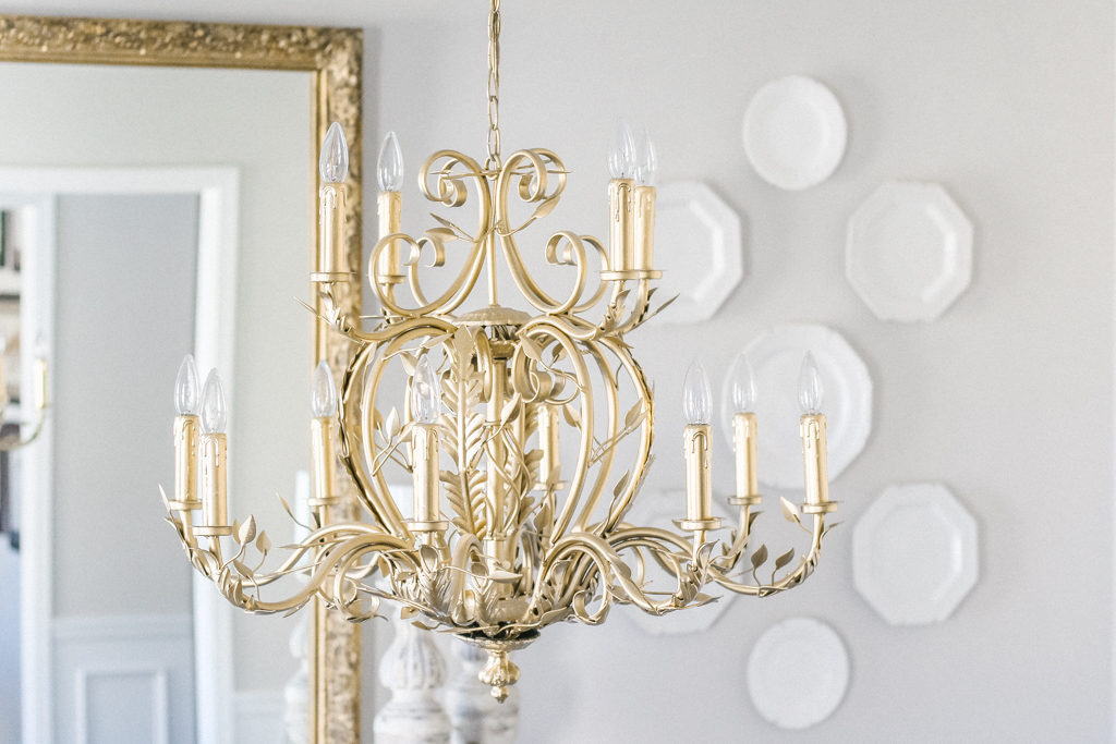 DIY Gold Spray Painted Chandelier Home and Hallow