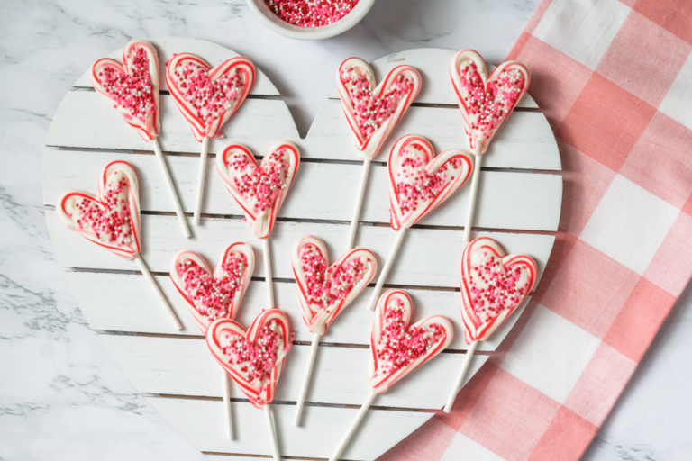 Valentine’s Candy Cane Heart Lollipops