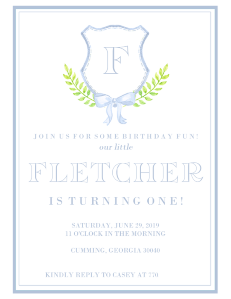 elegant blue and white birthday invitation