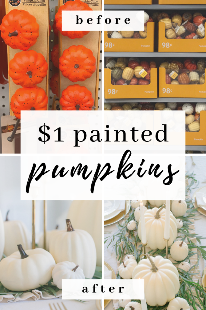 dollar store chalk painted pumpkins