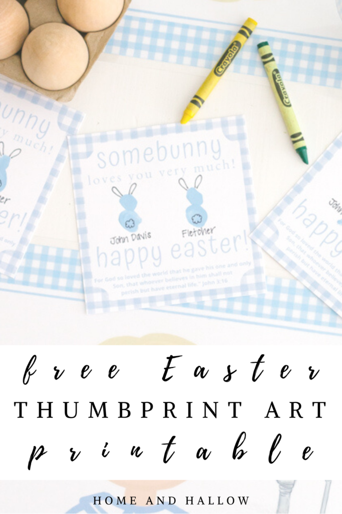 Bunny Thumbprint Art for Children with Free Easter Printable