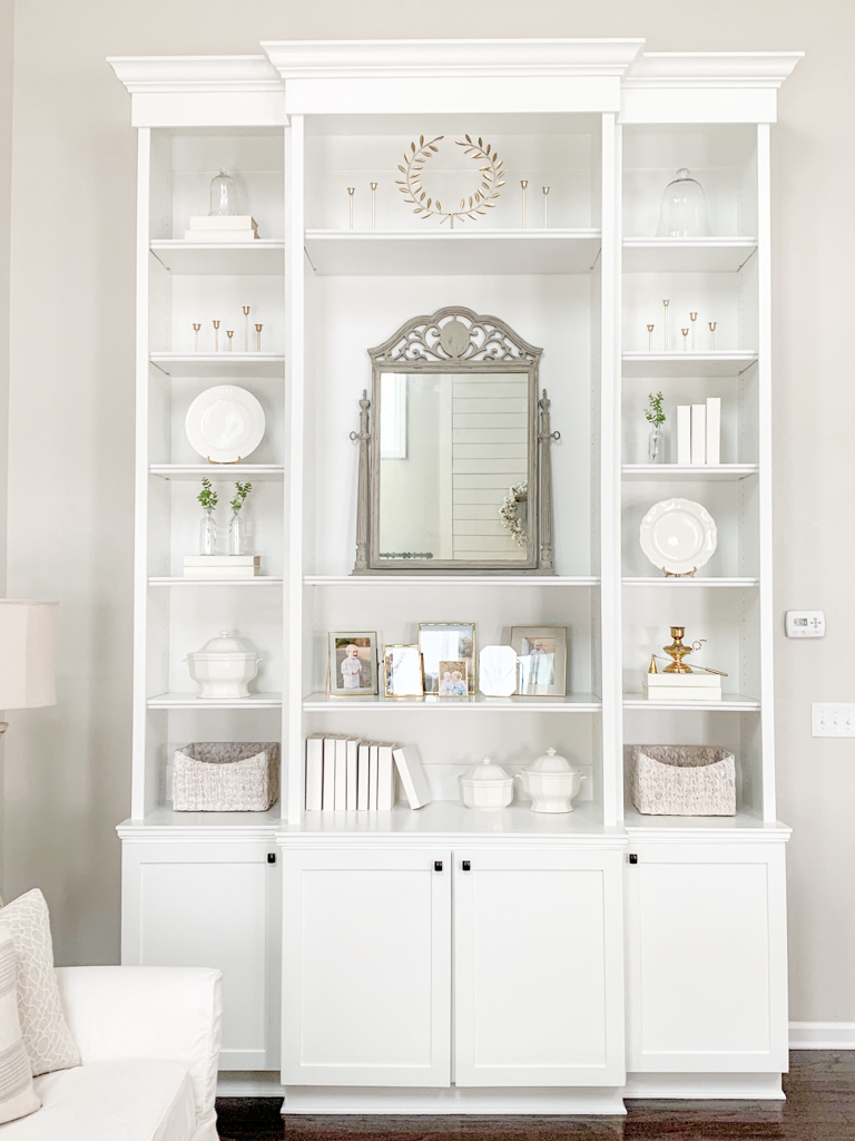 Snow White Cabinets  Built in shelves living room, Living room