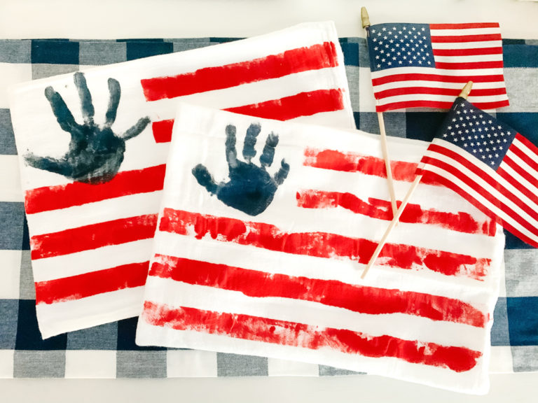 Fourth of July Patriotic Flag Handprint Craft for Children