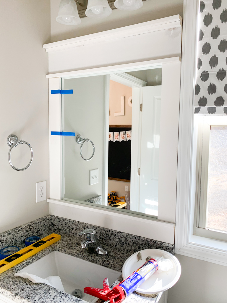 Diy How To Frame A Builder Grade Bathroom Mirror Home And Hallow 