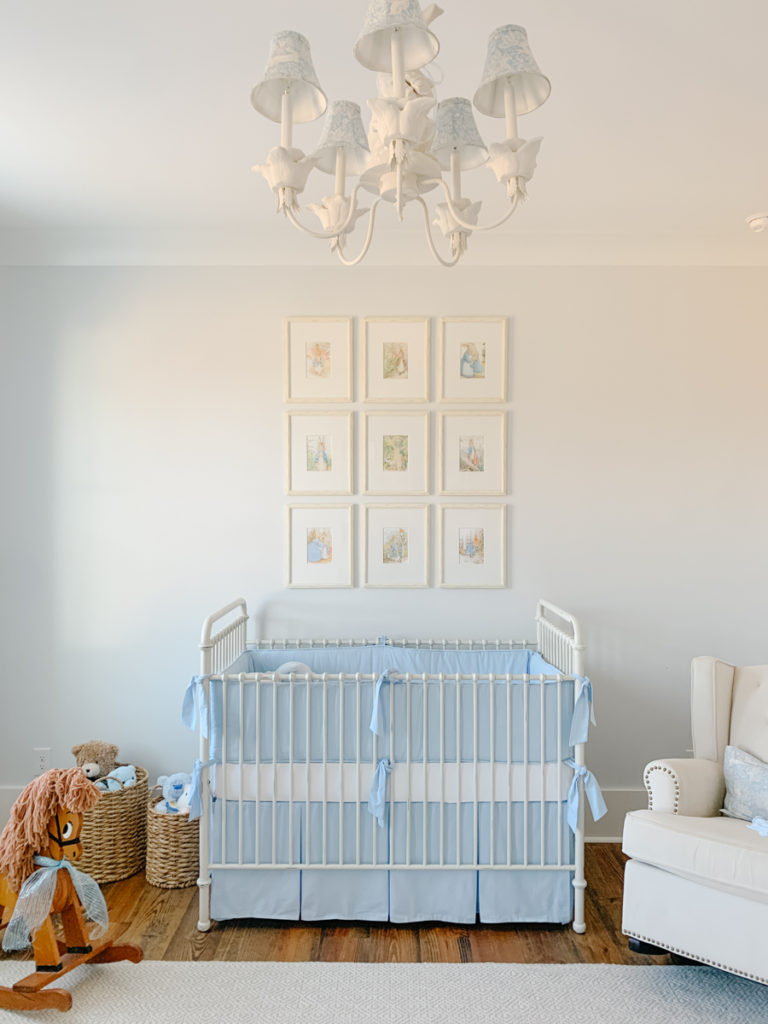traditional blue and white classic baby boy nursery 