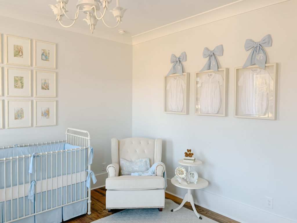 traditional blue and white classic baby boy nursery 