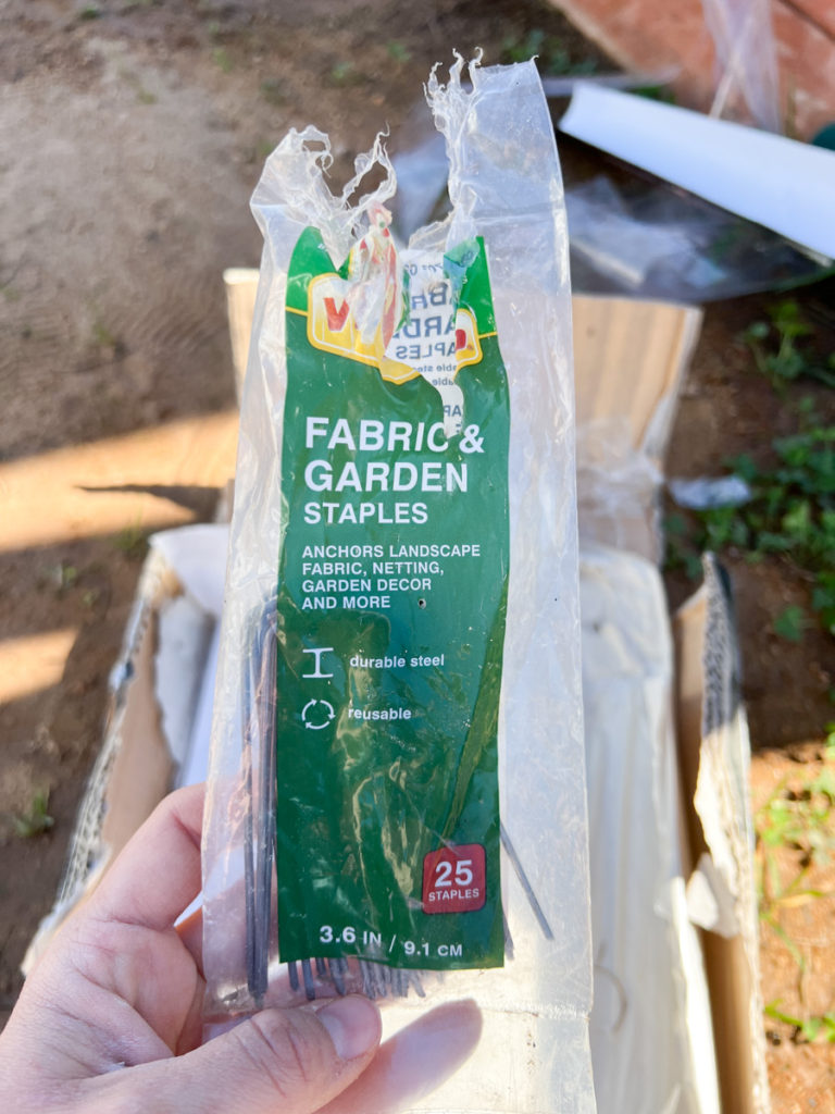 a bag of fabric and garden staples