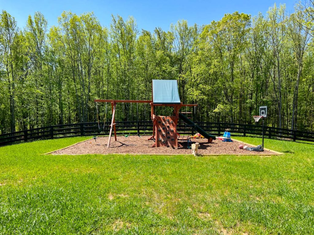 playground with easy diy playground border in a backyard 