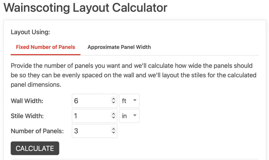 wainscoting layout calculator