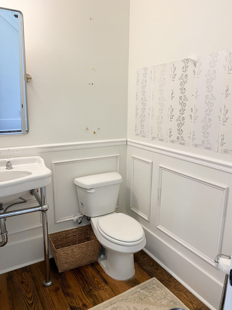 picture frame molding in a powder bathroom