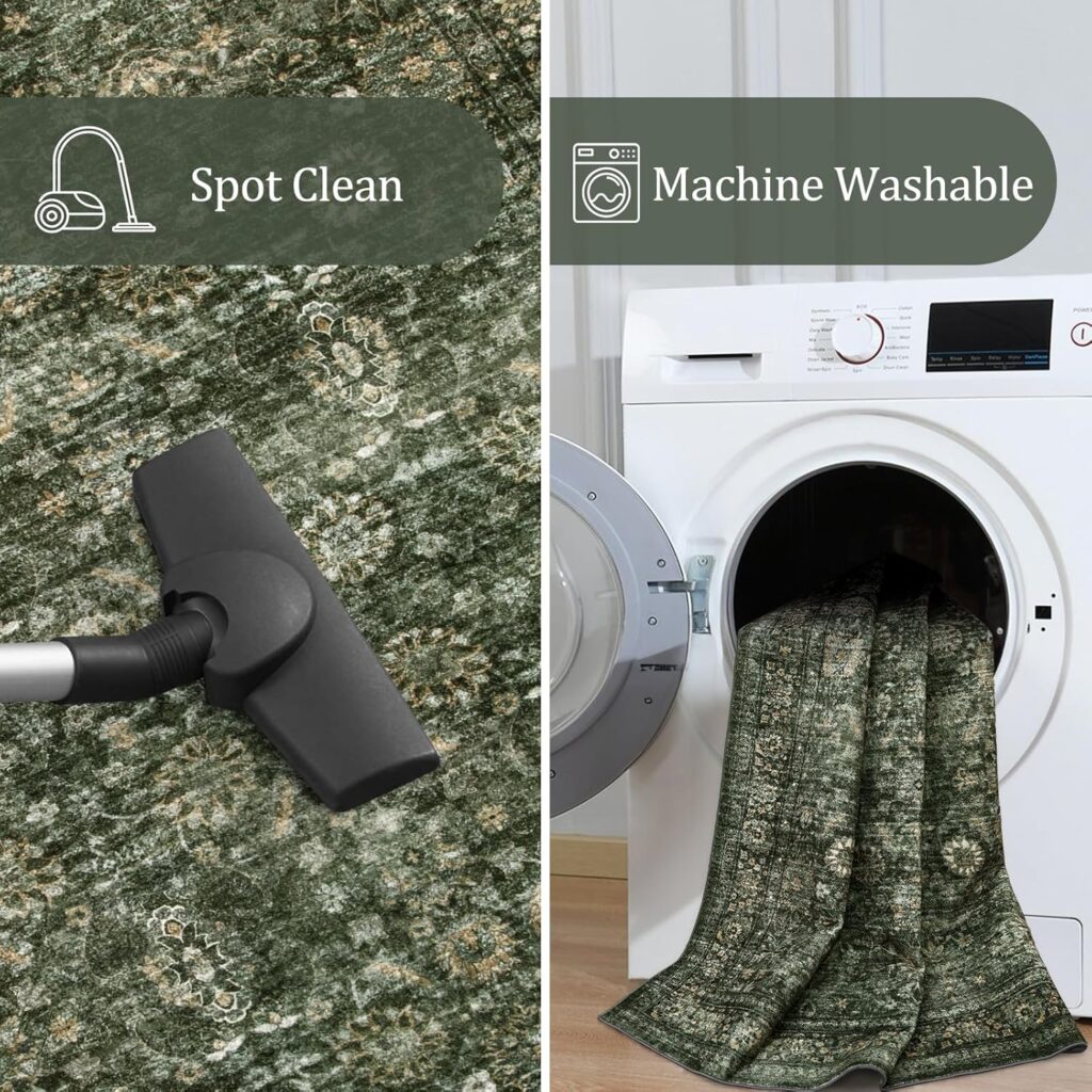 affordable washable green rug