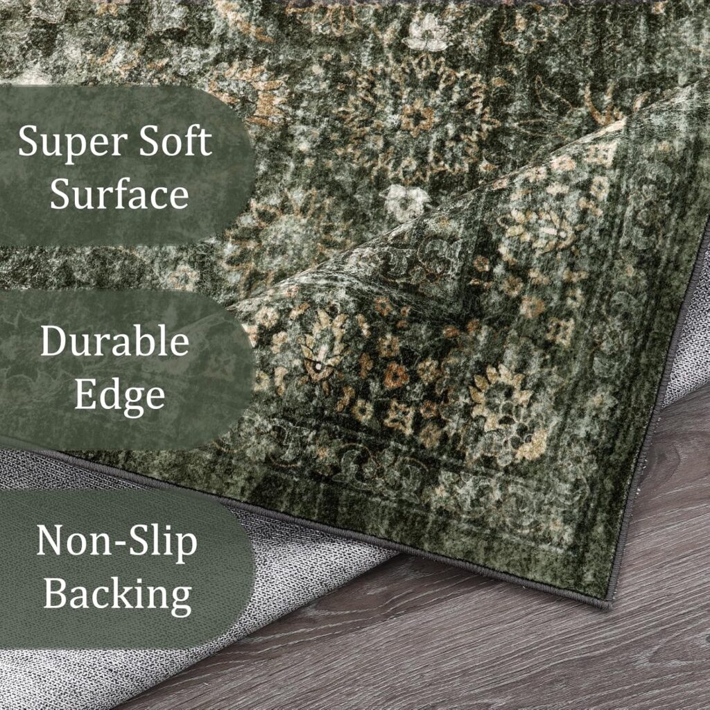 affordable washable green rug